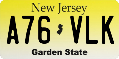 NJ license plate A76VLK