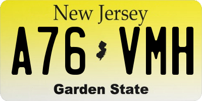 NJ license plate A76VMH