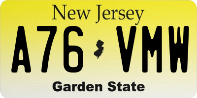 NJ license plate A76VMW