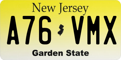 NJ license plate A76VMX