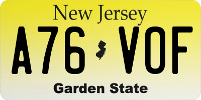 NJ license plate A76VOF