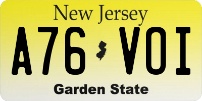 NJ license plate A76VOI