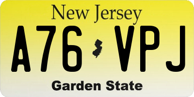 NJ license plate A76VPJ