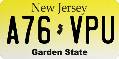 NJ license plate A76VPU