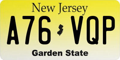 NJ license plate A76VQP
