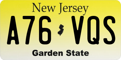 NJ license plate A76VQS