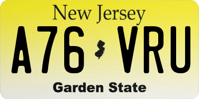 NJ license plate A76VRU