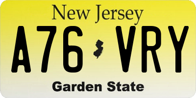 NJ license plate A76VRY