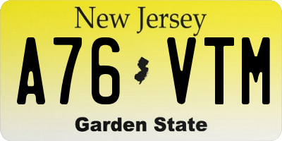 NJ license plate A76VTM