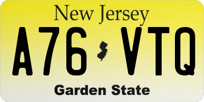 NJ license plate A76VTQ