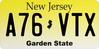 NJ license plate A76VTX