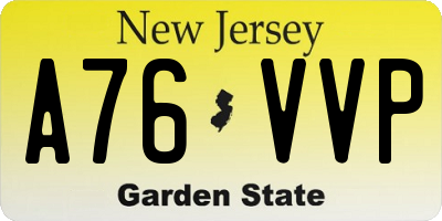 NJ license plate A76VVP