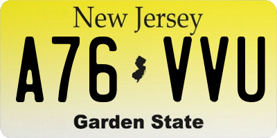 NJ license plate A76VVU