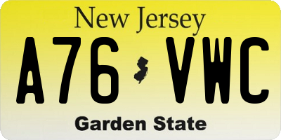 NJ license plate A76VWC