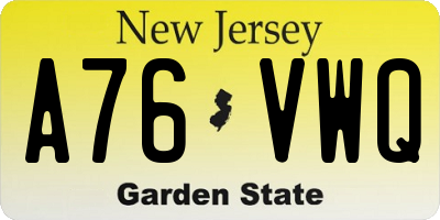 NJ license plate A76VWQ
