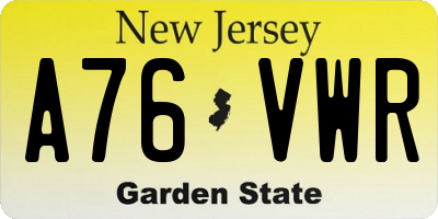 NJ license plate A76VWR