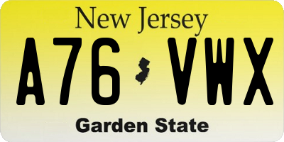 NJ license plate A76VWX