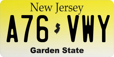 NJ license plate A76VWY