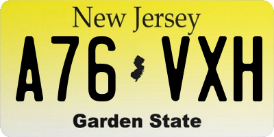 NJ license plate A76VXH