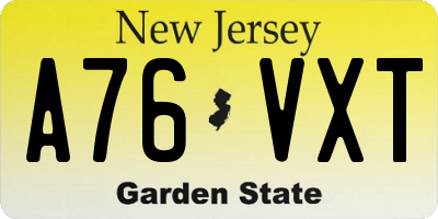NJ license plate A76VXT