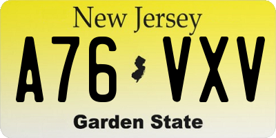 NJ license plate A76VXV