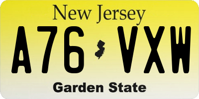 NJ license plate A76VXW