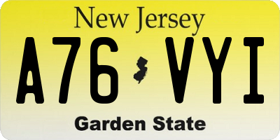 NJ license plate A76VYI