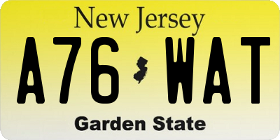 NJ license plate A76WAT
