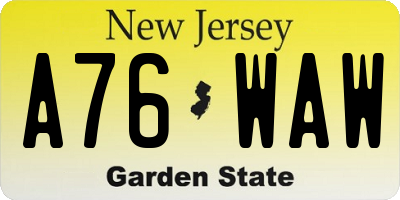 NJ license plate A76WAW