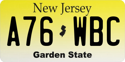 NJ license plate A76WBC