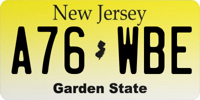 NJ license plate A76WBE