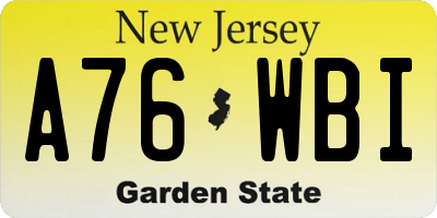 NJ license plate A76WBI