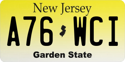 NJ license plate A76WCI
