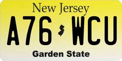 NJ license plate A76WCU