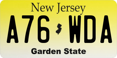 NJ license plate A76WDA