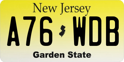NJ license plate A76WDB