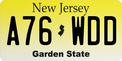 NJ license plate A76WDD