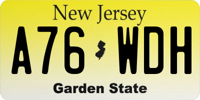 NJ license plate A76WDH