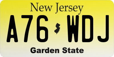 NJ license plate A76WDJ