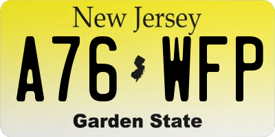 NJ license plate A76WFP