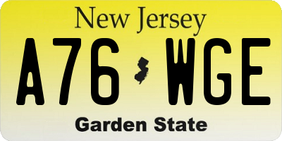 NJ license plate A76WGE