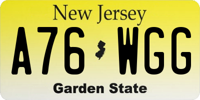 NJ license plate A76WGG