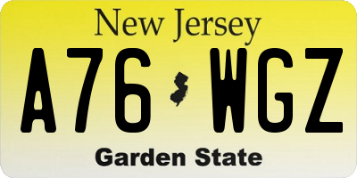 NJ license plate A76WGZ