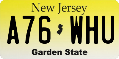 NJ license plate A76WHU