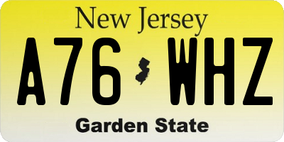 NJ license plate A76WHZ