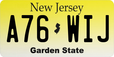 NJ license plate A76WIJ