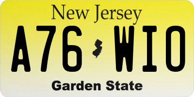NJ license plate A76WIO