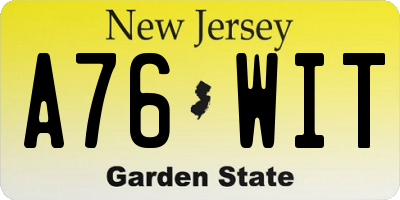 NJ license plate A76WIT