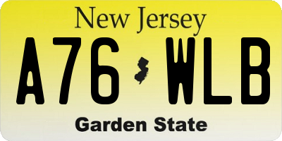 NJ license plate A76WLB