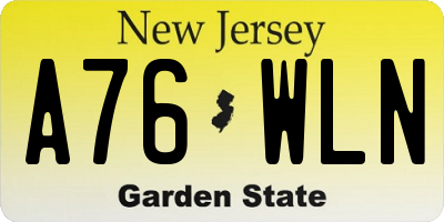 NJ license plate A76WLN